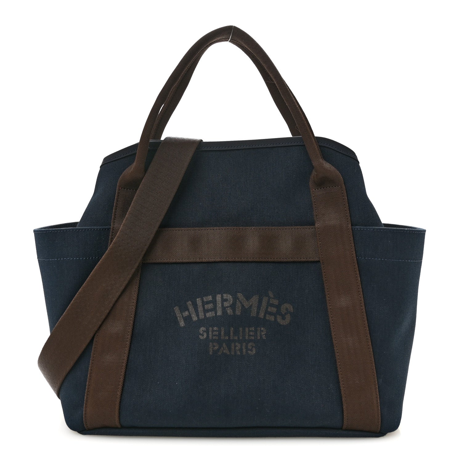 Hermes Canvas The Grooming Bag Bleu Navy Feu 1 of 13