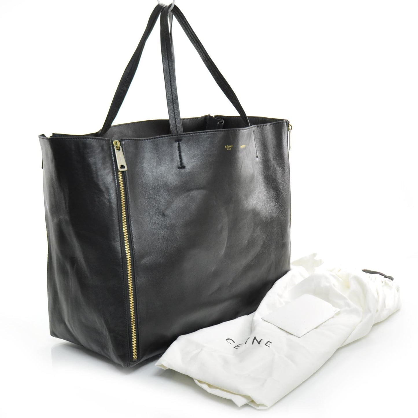 Leather Gusset Cabas Black