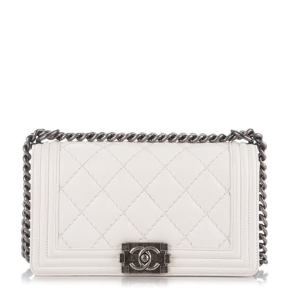 Chanel Calfskin Stitched Medium Boy Flap White 1 of 8