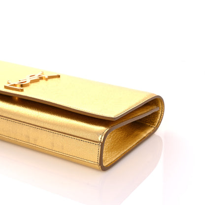 Saint Laurent Metallic Textured Calfskin Classic Monogram Cassandre Clutch Gold 9 of 11