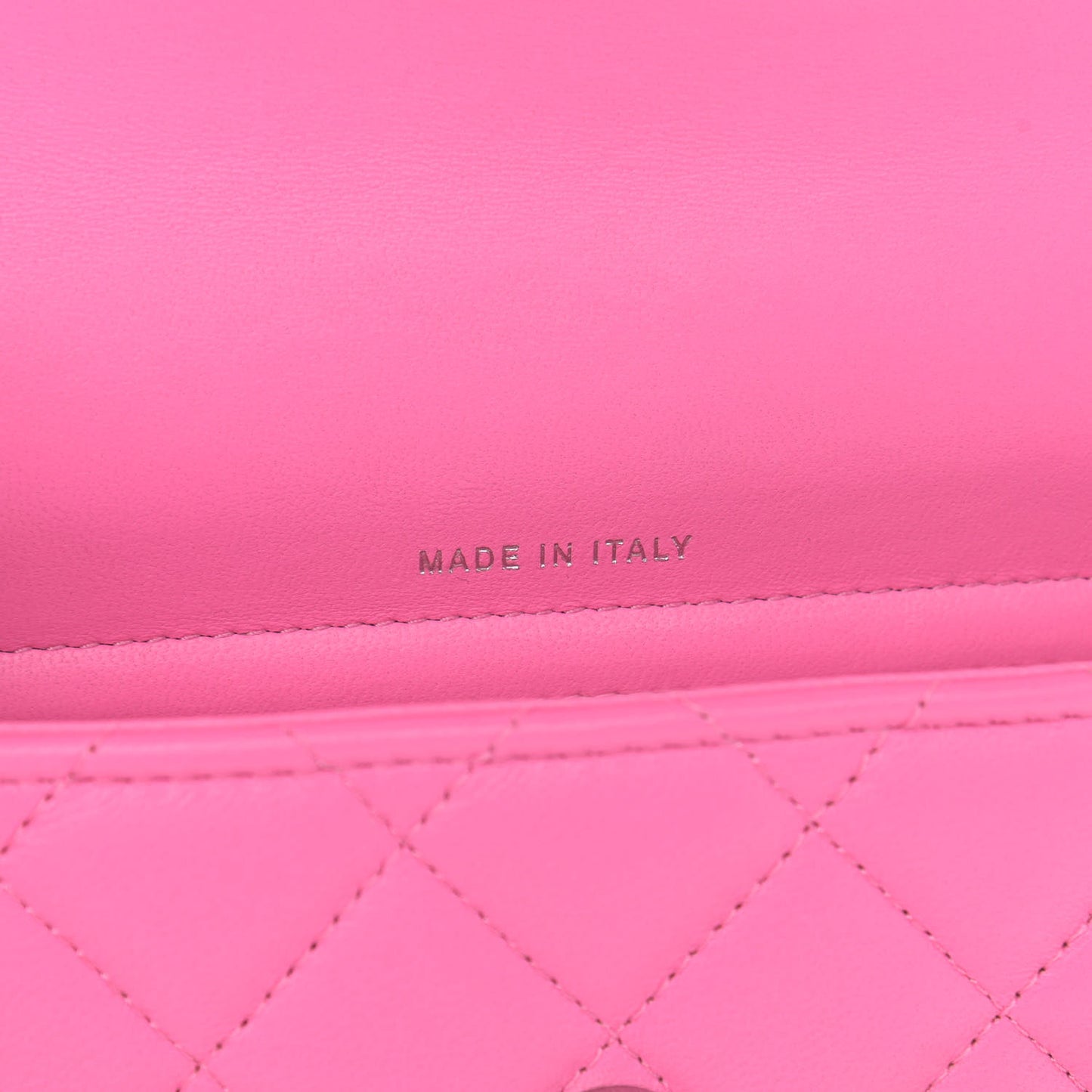 Lambskin Quilted Flap Phone Holder With Chain Neon Pink