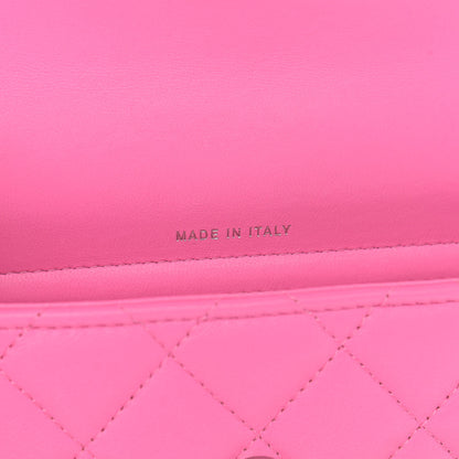 Chanel Lambskin Quilted Flap Phone Holder With Chain Neon Pink 9 of 14