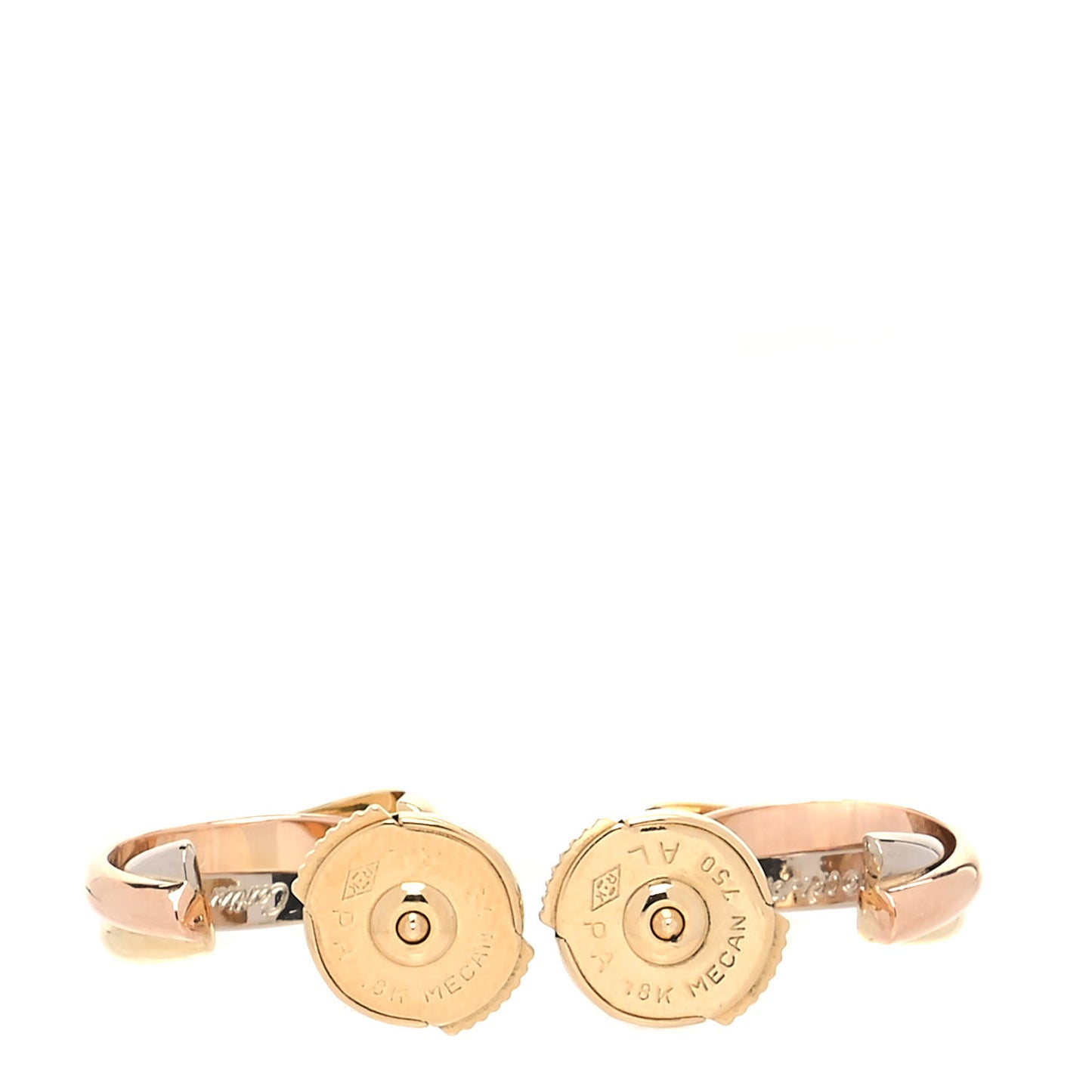 18K Pink Yellow White Gold Small Trinity Hoop Earrings