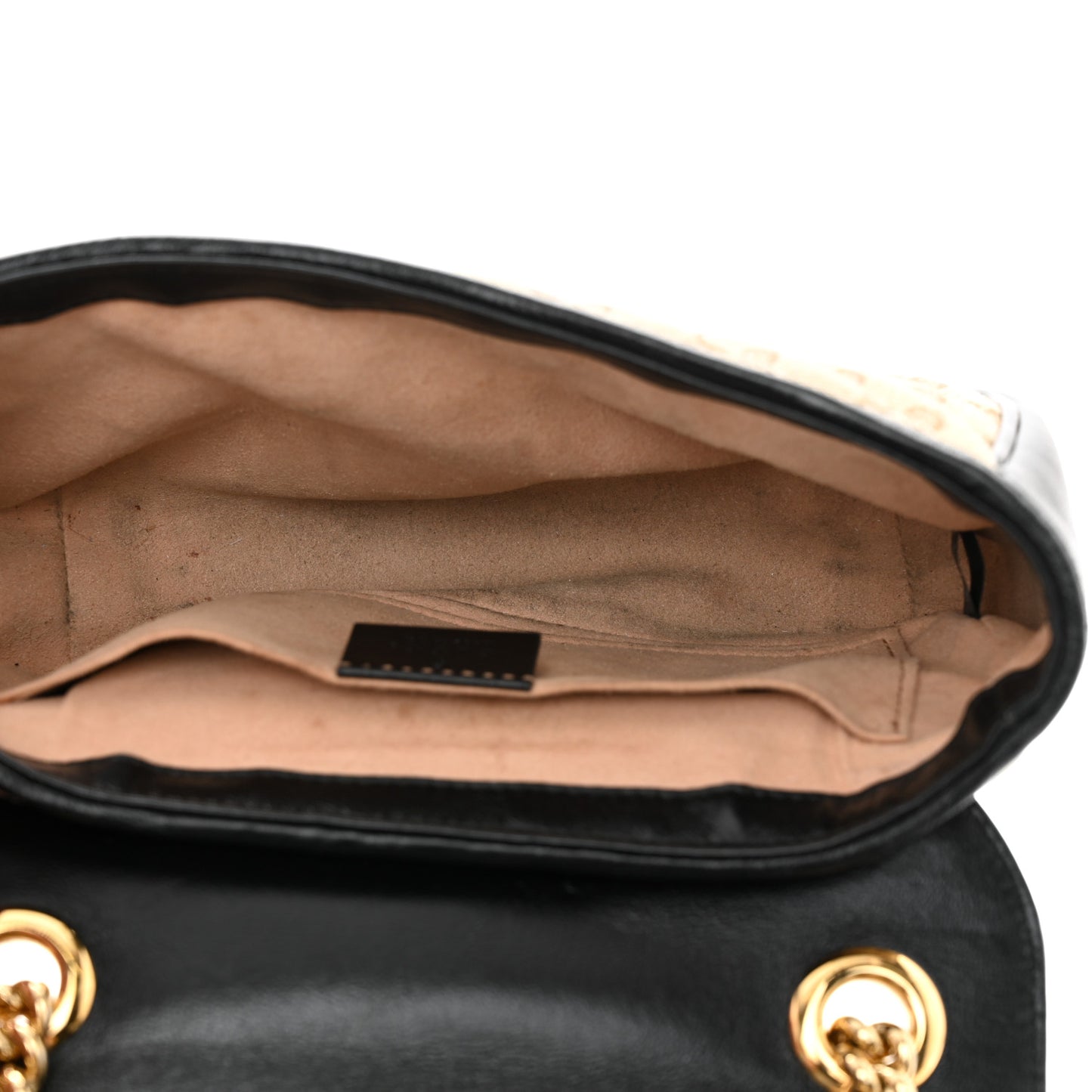 Monogram Matelasse Diagonal Mini GG Marmont Shoulder Bag Beige Black