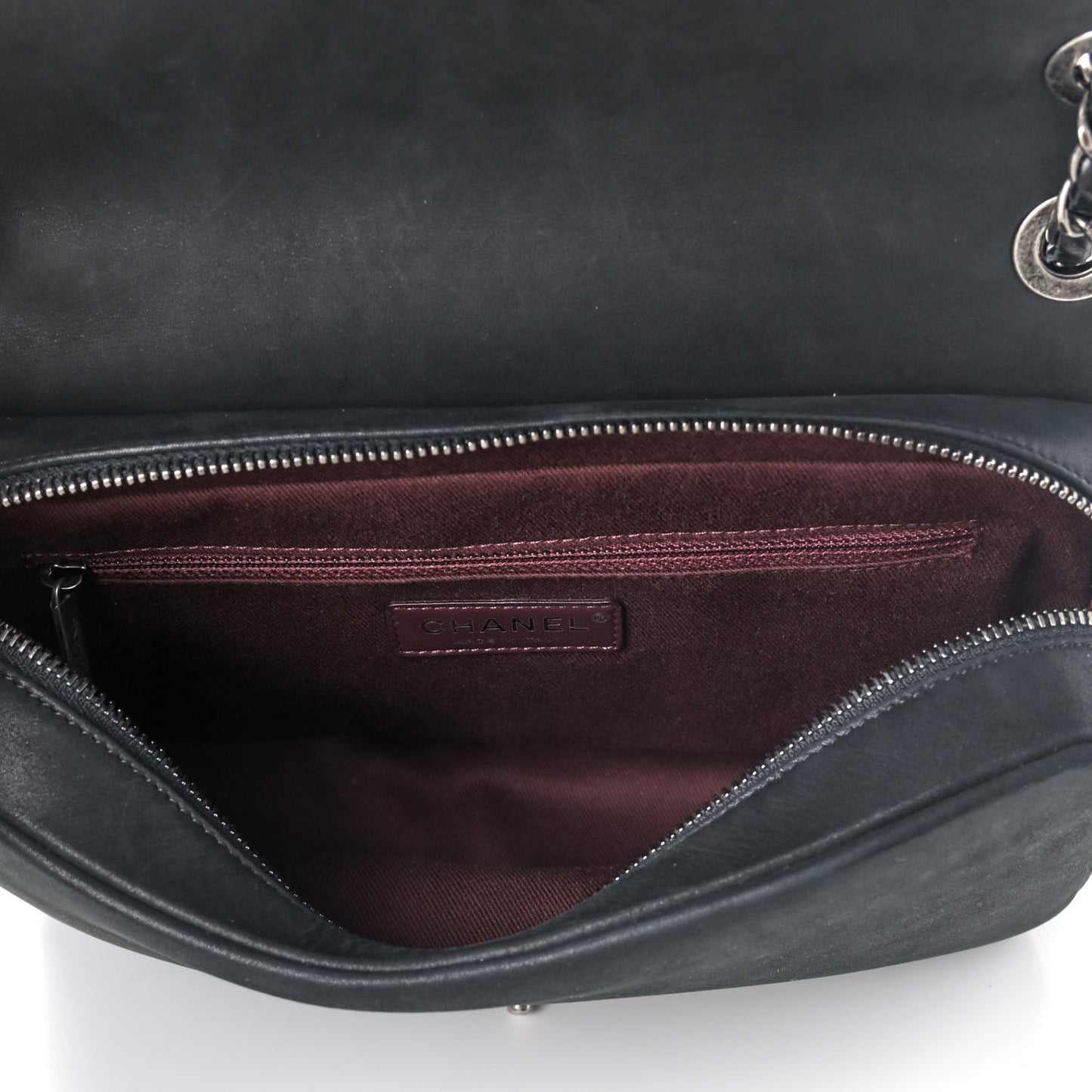 Glazed Calfskin Quilted Medium Day Trip Flap Black