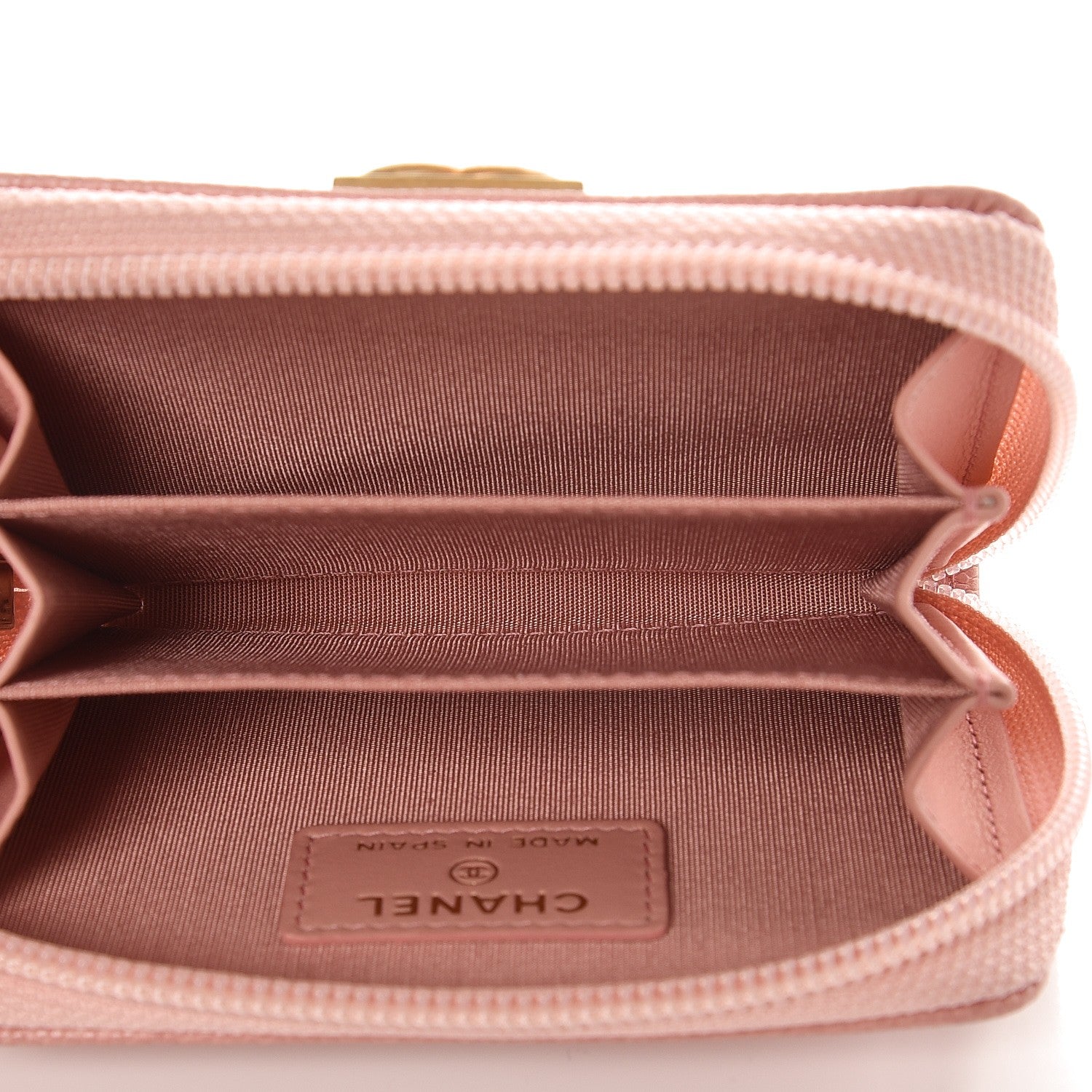 Chanel Caviar Quilted Boy Zip Around Coin Purse Wallet Light Pink 5 of 8