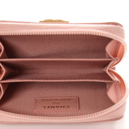 Chanel Caviar Quilted Boy Zip Around Coin Purse Wallet Light Pink 5 of 8