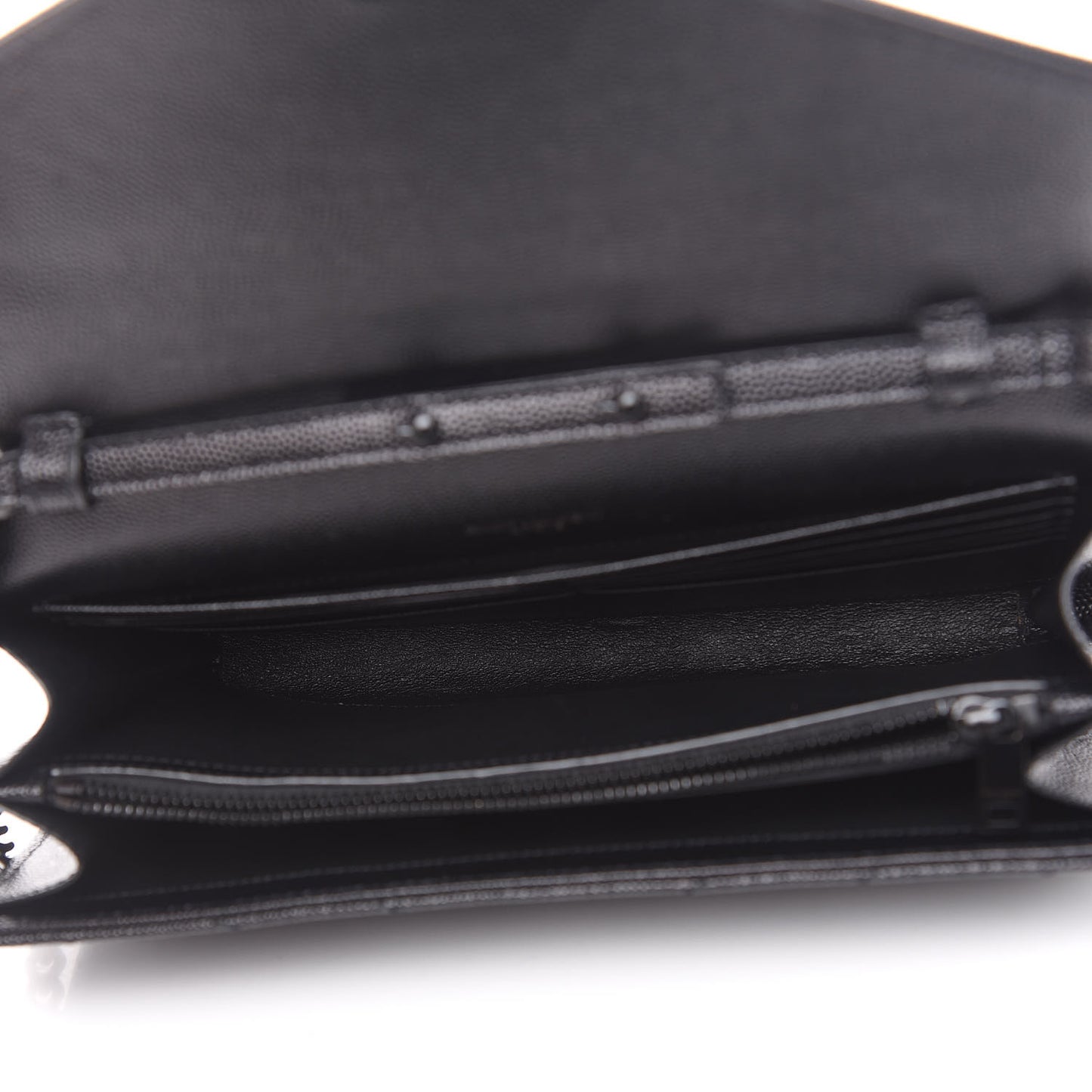 Grain De Poudre Matelasse Chevron Monogram Chain Wallet Black