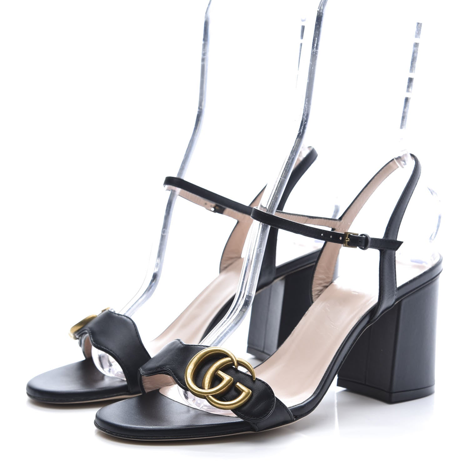 Gucci Lifford Calfskin GG Marmont Ankle Wrap 75mm Sandals 38 Black 3 of 7