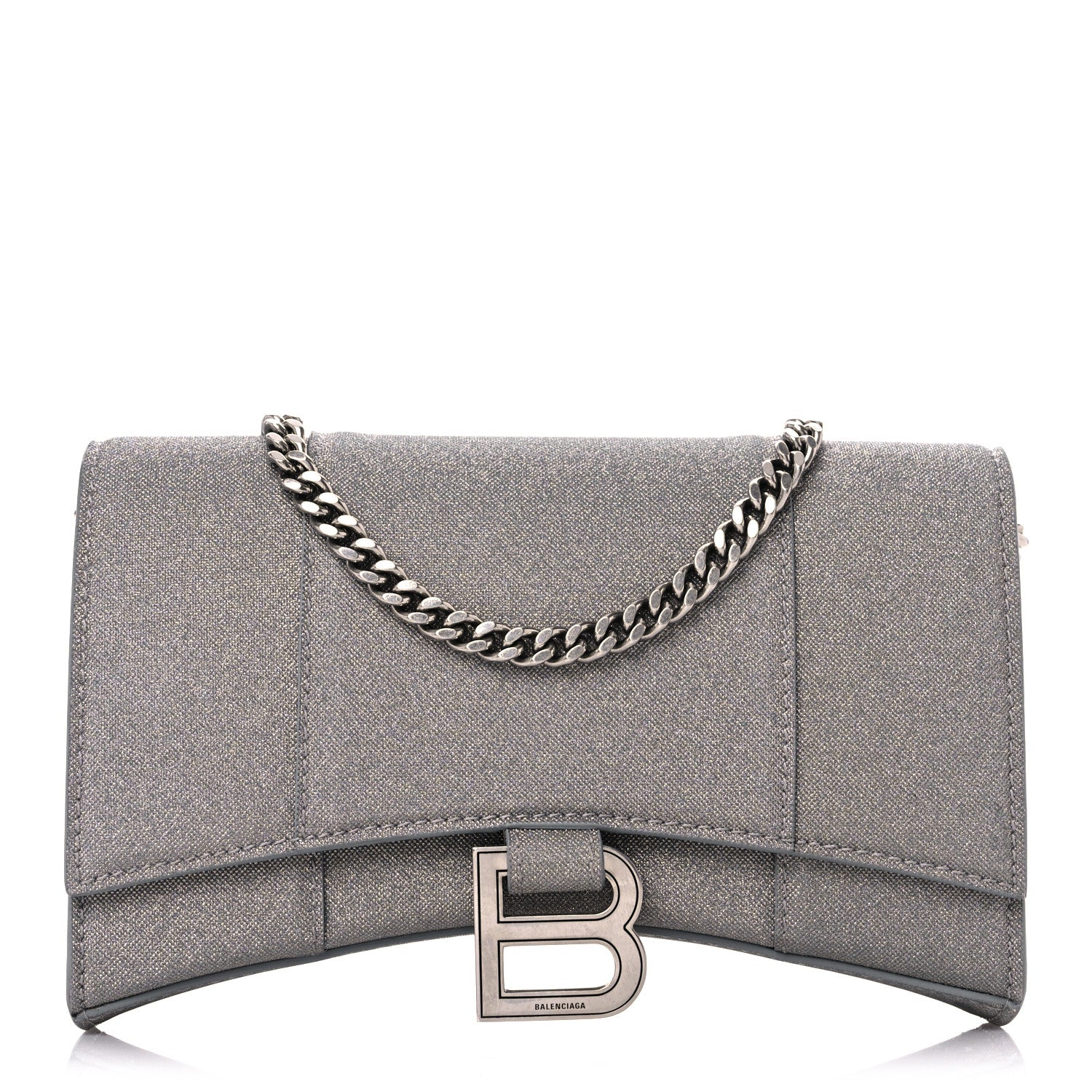 Balenciaga Glitter Fabric Hourglass Chain Bag Grey 1 of 12