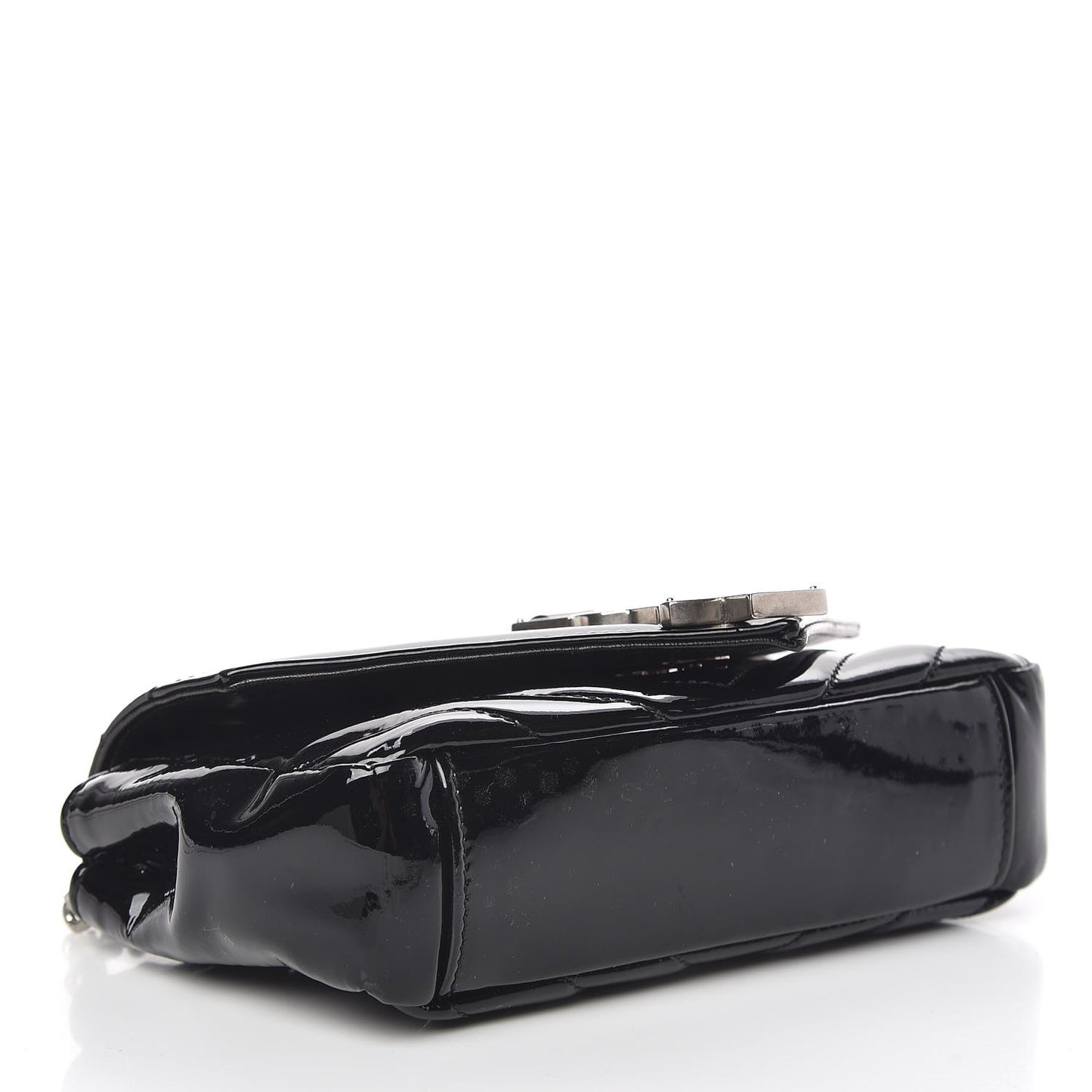 Patent Matelasse Chevron Monogram Classic Baby Chain Bag Black