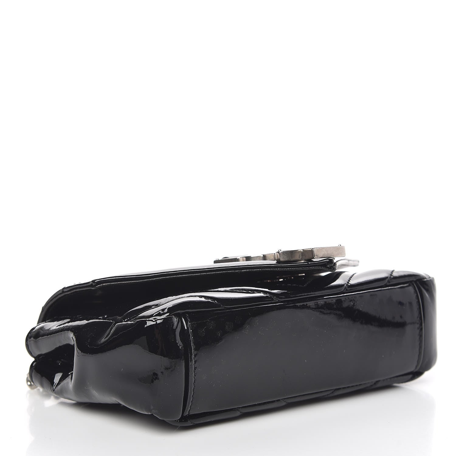 Saint Laurent Patent Matelasse Chevron Monogram Classic Baby Chain Bag Black 4 of 10