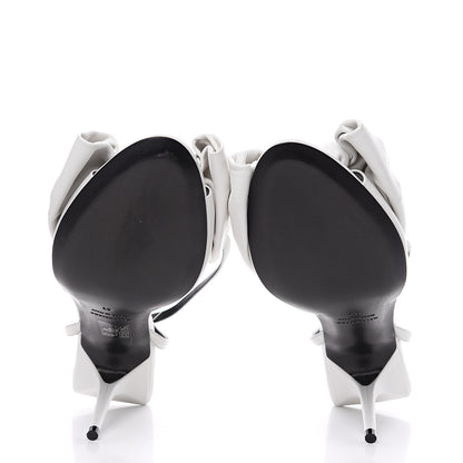 Balenciaga Lambskin Square Knife Bow Sandals 41 White 5 of 9