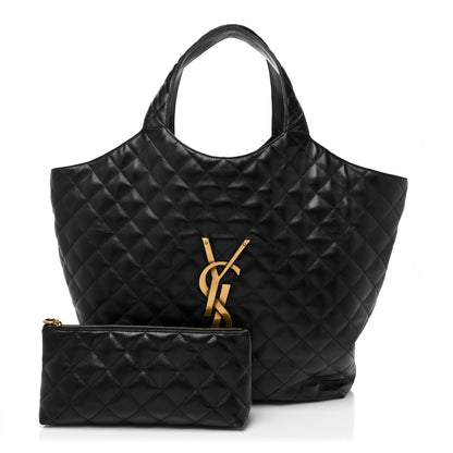 Saint Laurent Lambskin Quilted Maxi Icare Shopping Tote Black 3 of 14