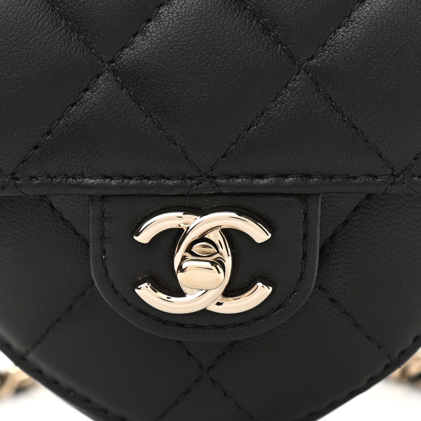 Lambskin Quilted CC In Love Heart Waist Belt Bag With Chain Black