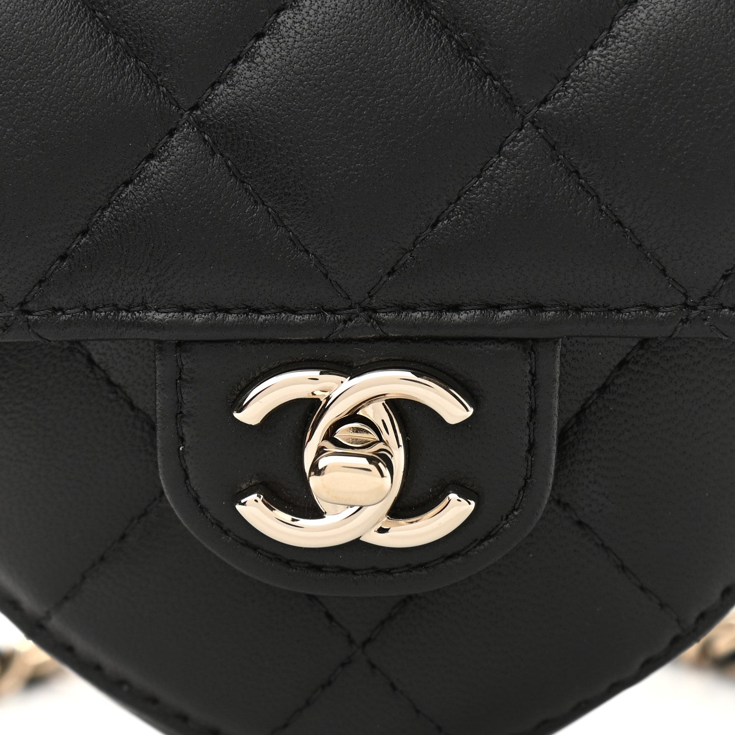 Chanel Lambskin Quilted CC In Love Heart Waist Belt Bag With Chain Black 8 of 10
