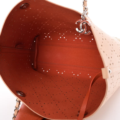 Chanel Perforated Grained Calfskin Small Shopping Tote Light Coral 6 of 13