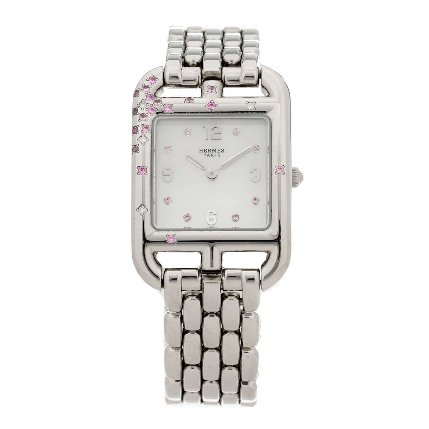Stainless Steel Diamond Pink Sapphire Mother of Pearl 23mm Cape Cod Quartz Watch