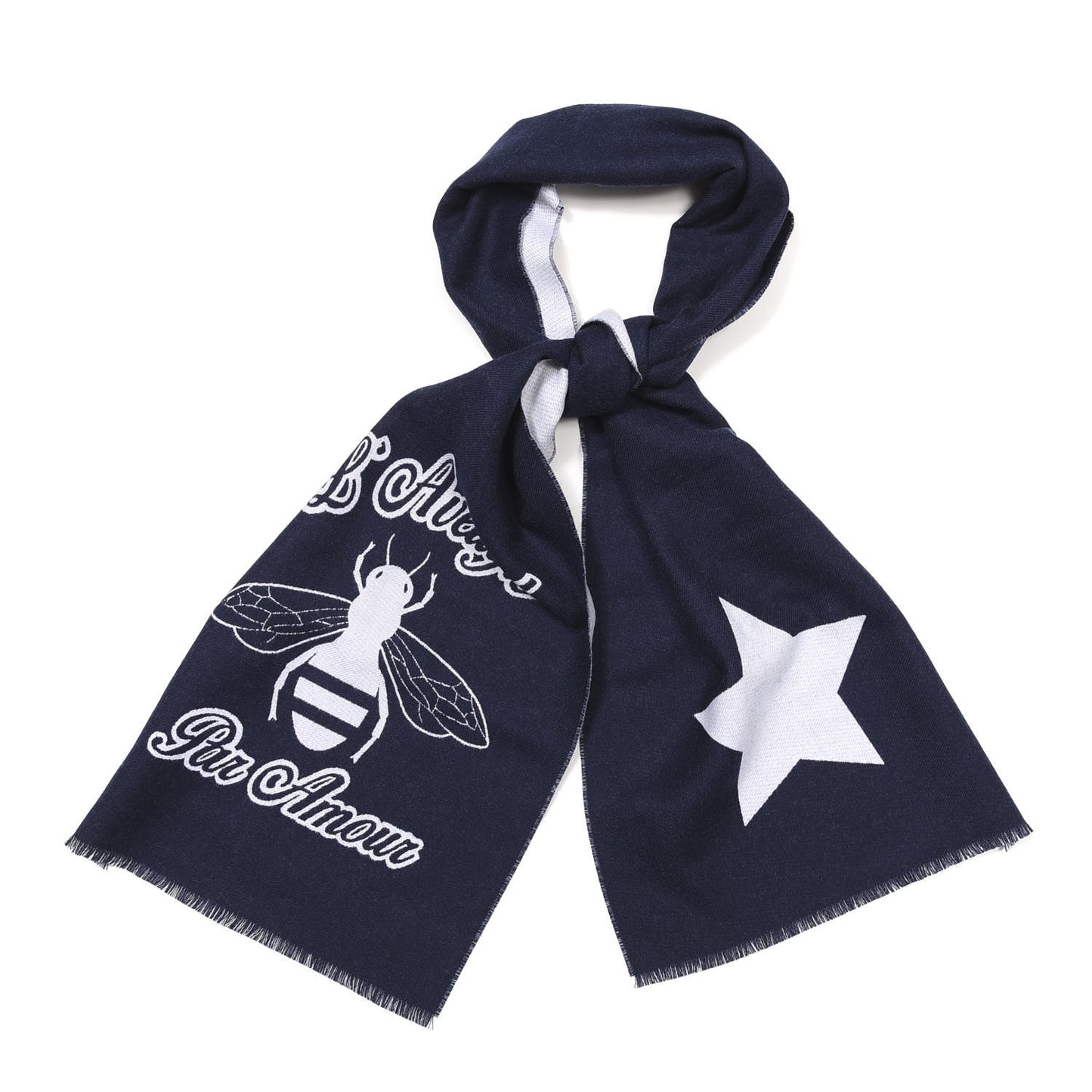 Wool L'Aveugle Par Amour Scarf Navy White