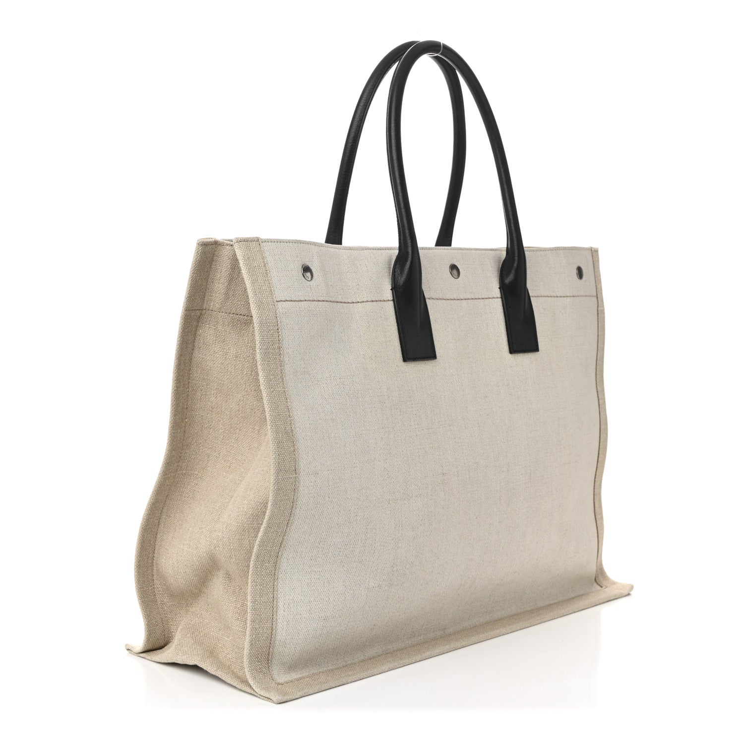 Saint Laurent Linen Calfskin Rive Gauche Tote Optic White 4 of 21