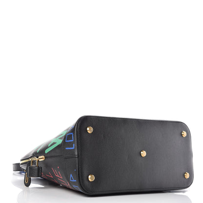 Balenciaga Signature Grained Calfskin Graffiti M Ville Top Handle Bag Black Multicolor 4 of 11