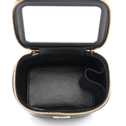 Chanel Lambskin Quilted Metal Mini Top Handle Vanity Case With Chain Black 5 of 12