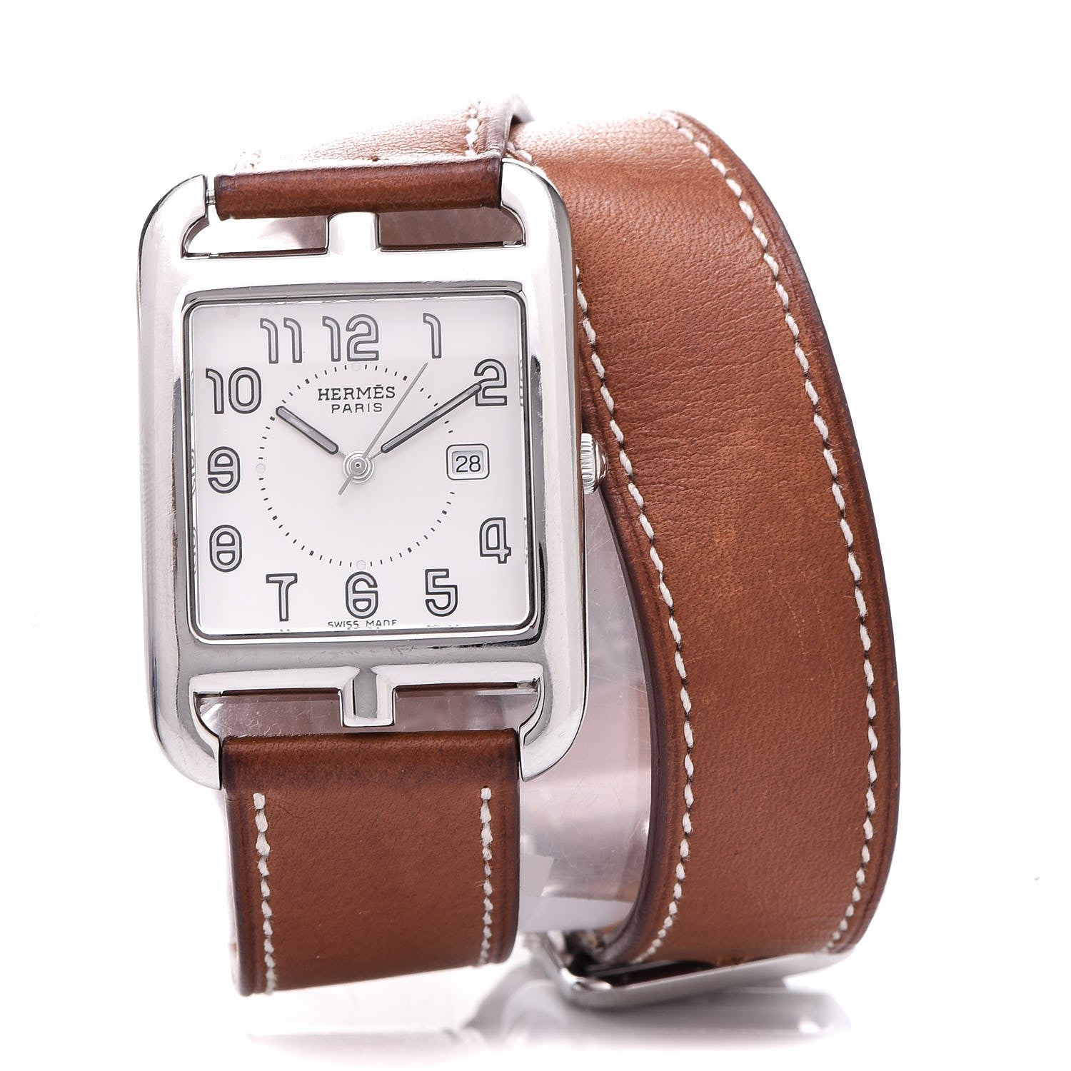 Hermes Stainless Steel Barenia 29mm Cape Cod Double Tour Quartz Watch Fauve 1 of 6