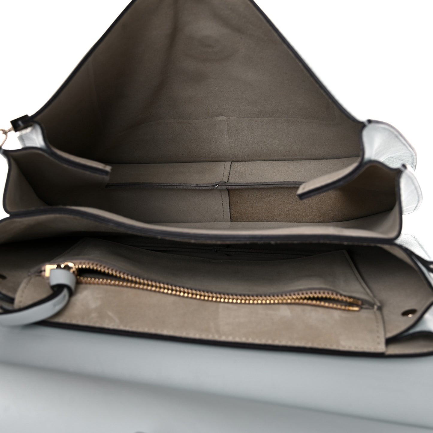 Calfskin Suede Medium Faye Shoulder Bag Airy Grey