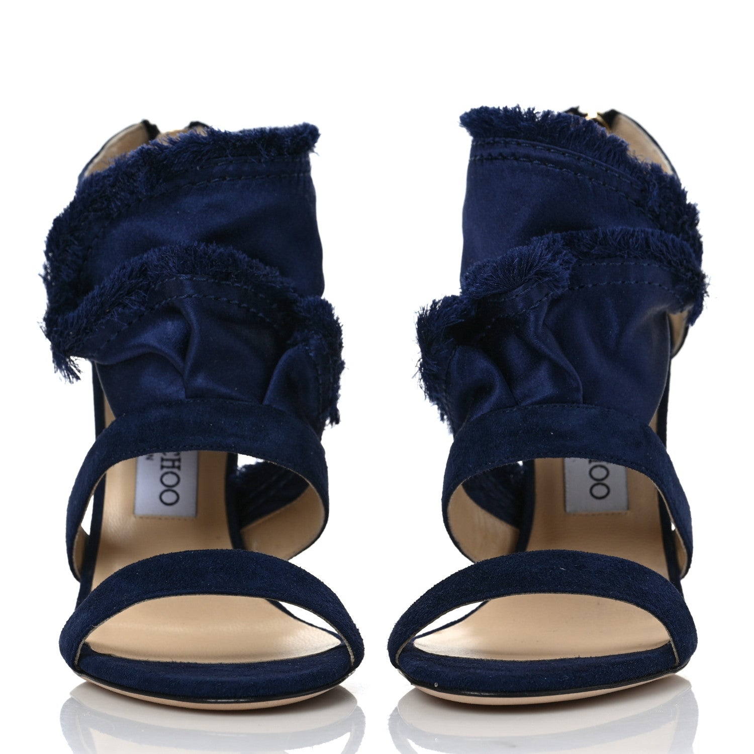 Jimmy Choo Suede Satin Kiki 100 Sandal 36.5 Navy Mix 2 of 9