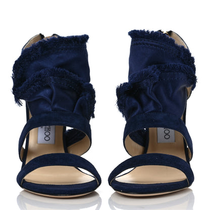 Jimmy Choo Suede Satin Kiki 100 Sandal 36.5 Navy Mix 2 of 9
