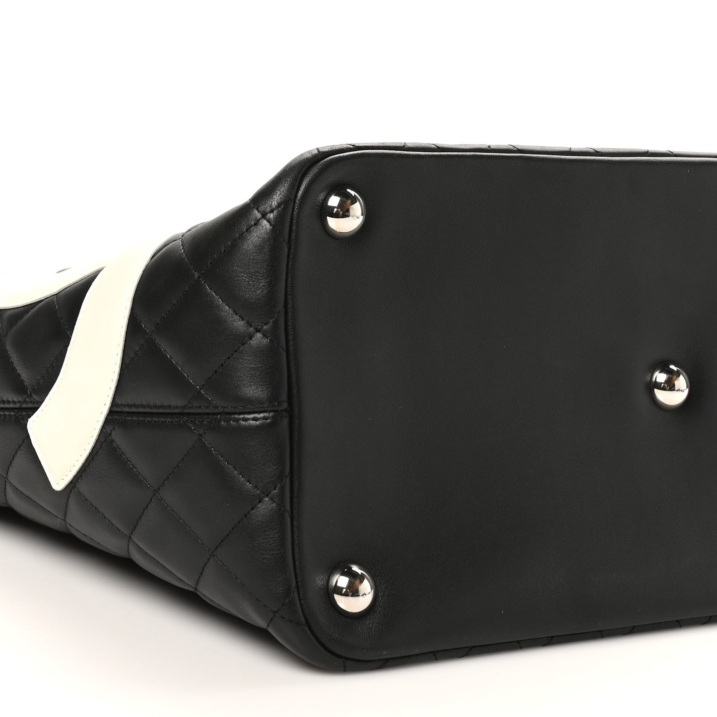 Calfskin Quilted Large Cambon Tote Black White