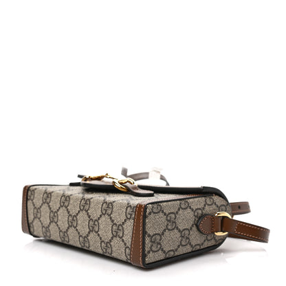 Gucci GG Supreme Monogram Mini Horsebit 1955 Shoulder Bag Beige Brown Sugar 5 of 8