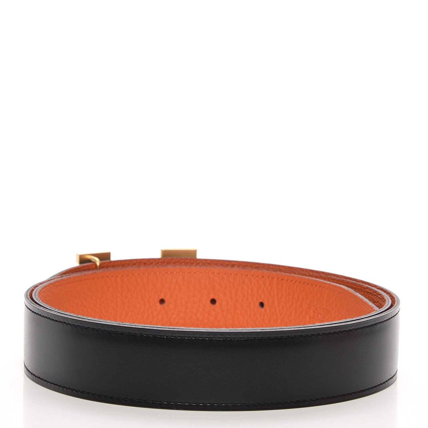 Hermes Box Togo 32mm H Belt 100 Black Orange 3 of 14
