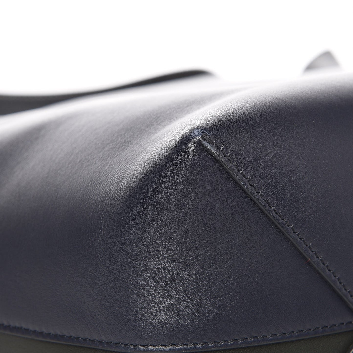 Shiny Smooth Calfskin Small Twisted Cabas Navy Dark Green