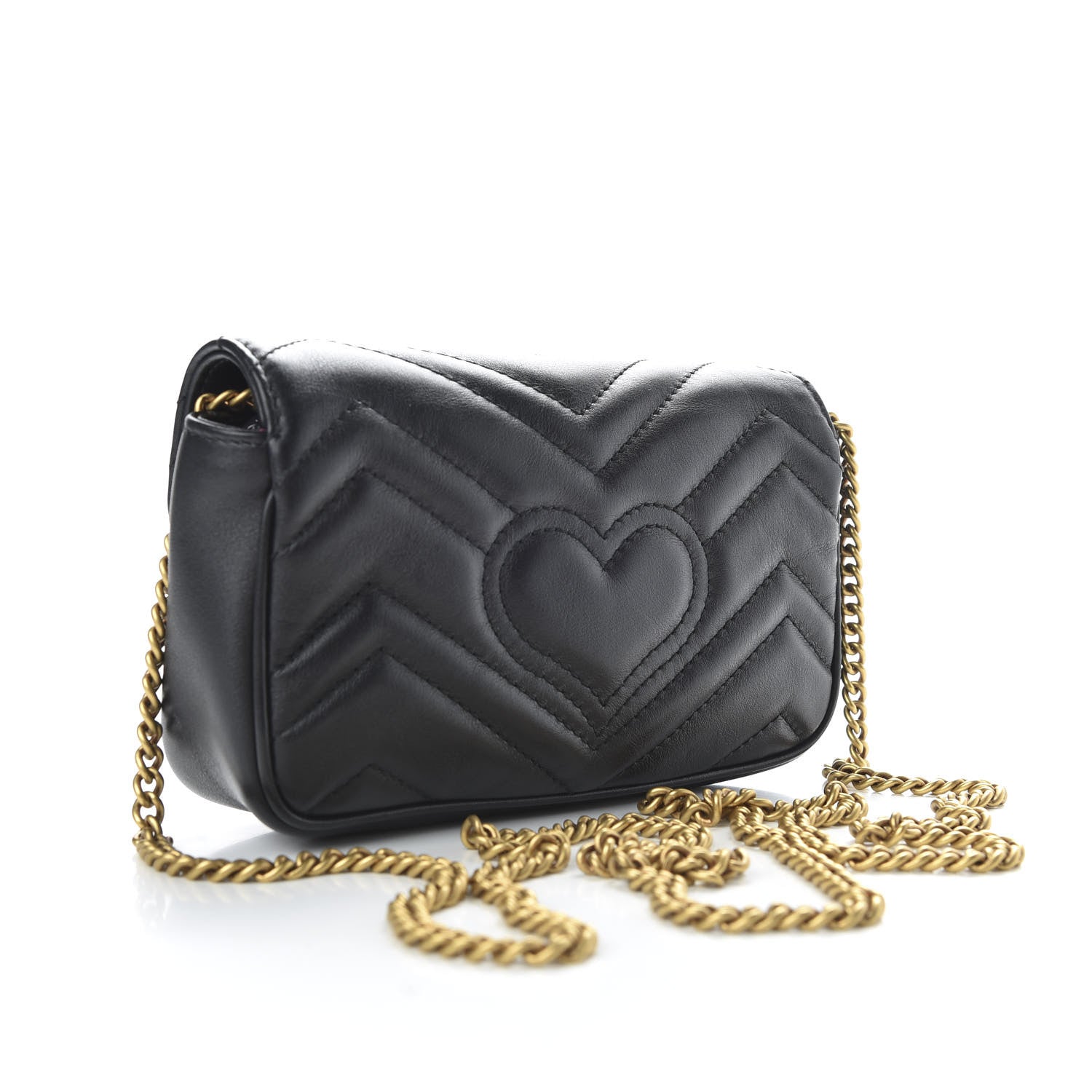 Gucci Calfskin Matelasse Super Mini GG Marmont Shoulder Bag Black 3 of 10