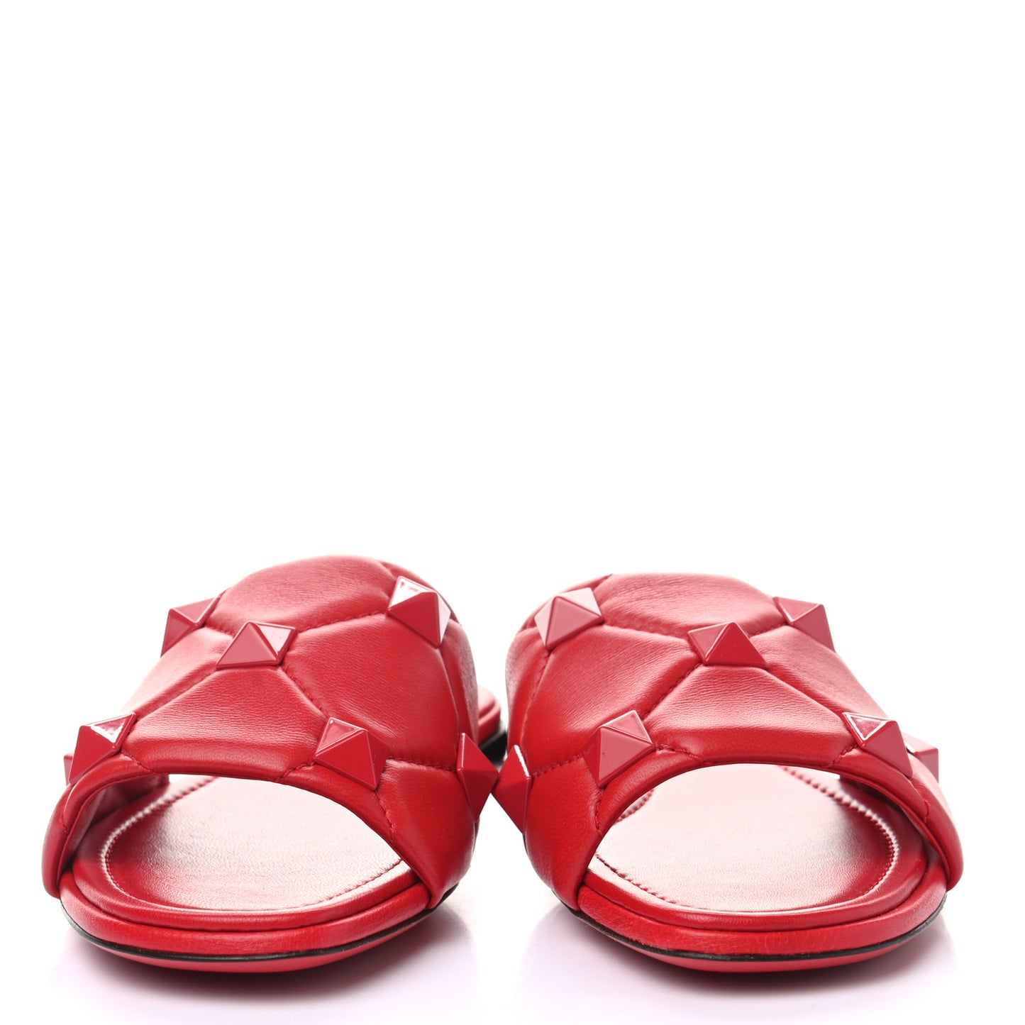 Nappa Monochrome Roman Stud Flat Slide Sandals 39.5 Rouge Pur