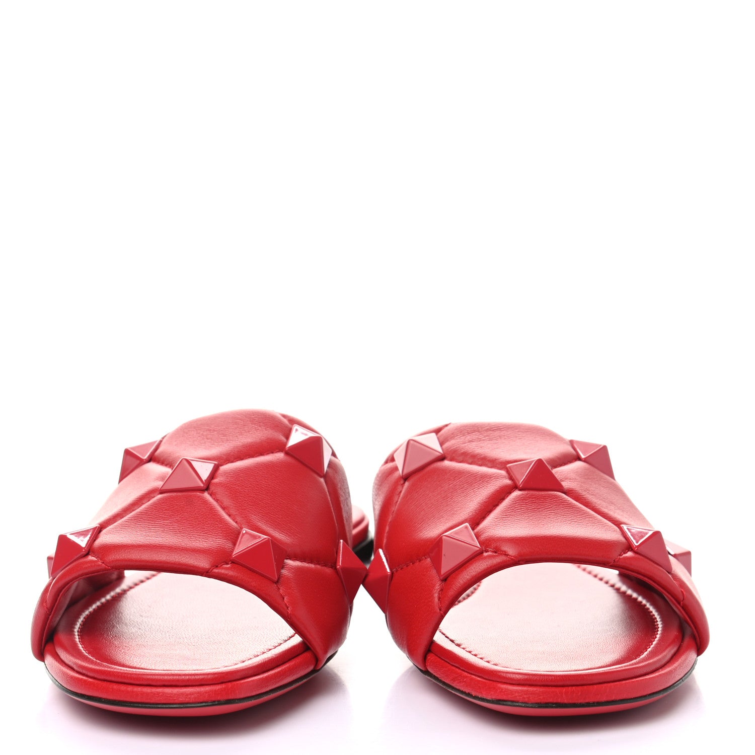 Valentino Garavani Nappa Monochrome Roman Stud Flat Slide Sandals 39.5 Rouge Pur 2 of 8