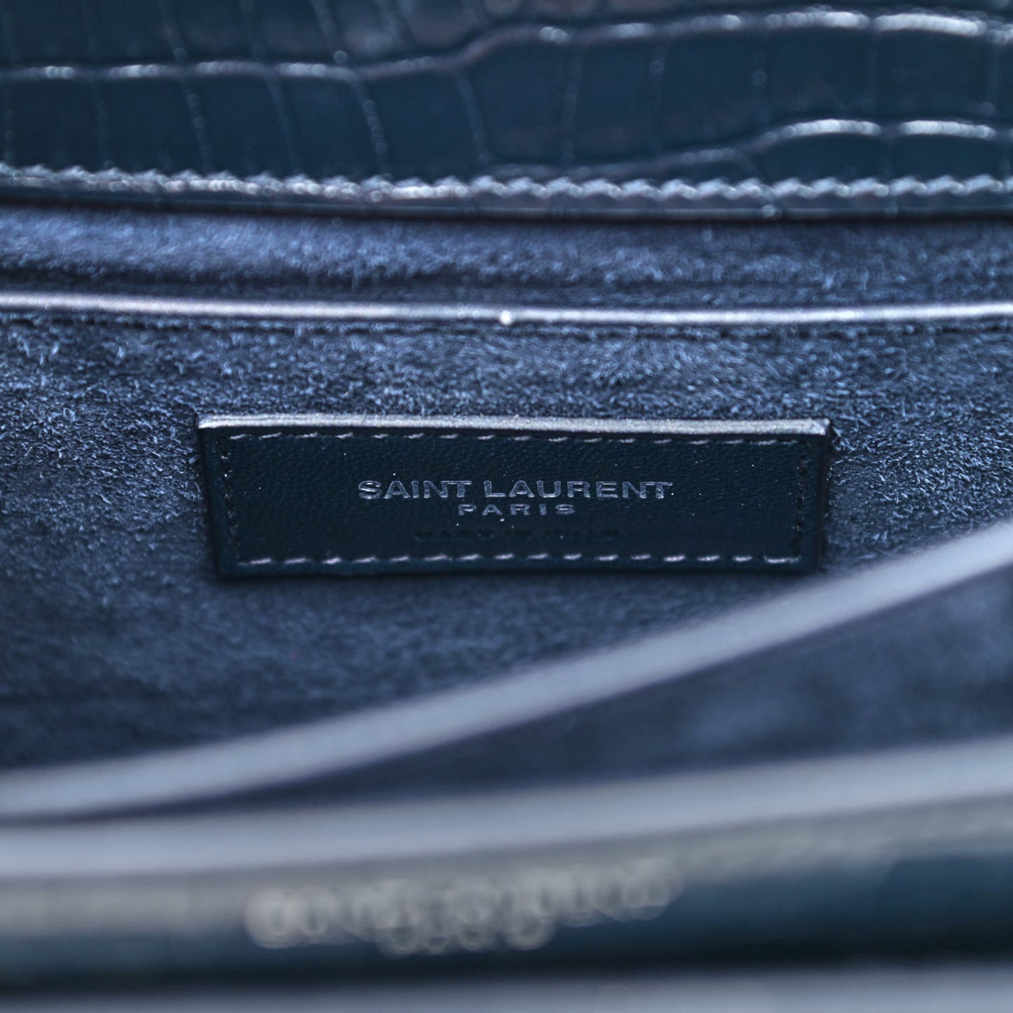 Calfskin Crocodile Embossed Medium Monogram Sunset Navy