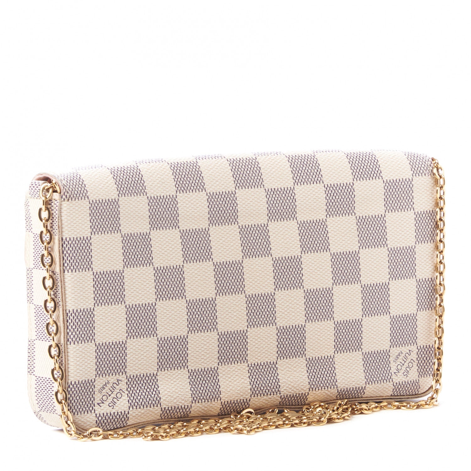 Louis Vuitton Damier Azur Pochette Felicie Chain Wallet Rose Ballerine 4 of 9