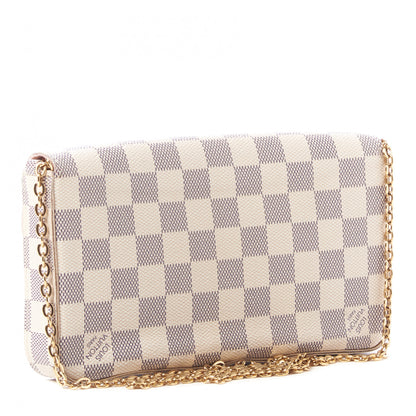Louis Vuitton Damier Azur Pochette Felicie Chain Wallet Rose Ballerine 4 of 9