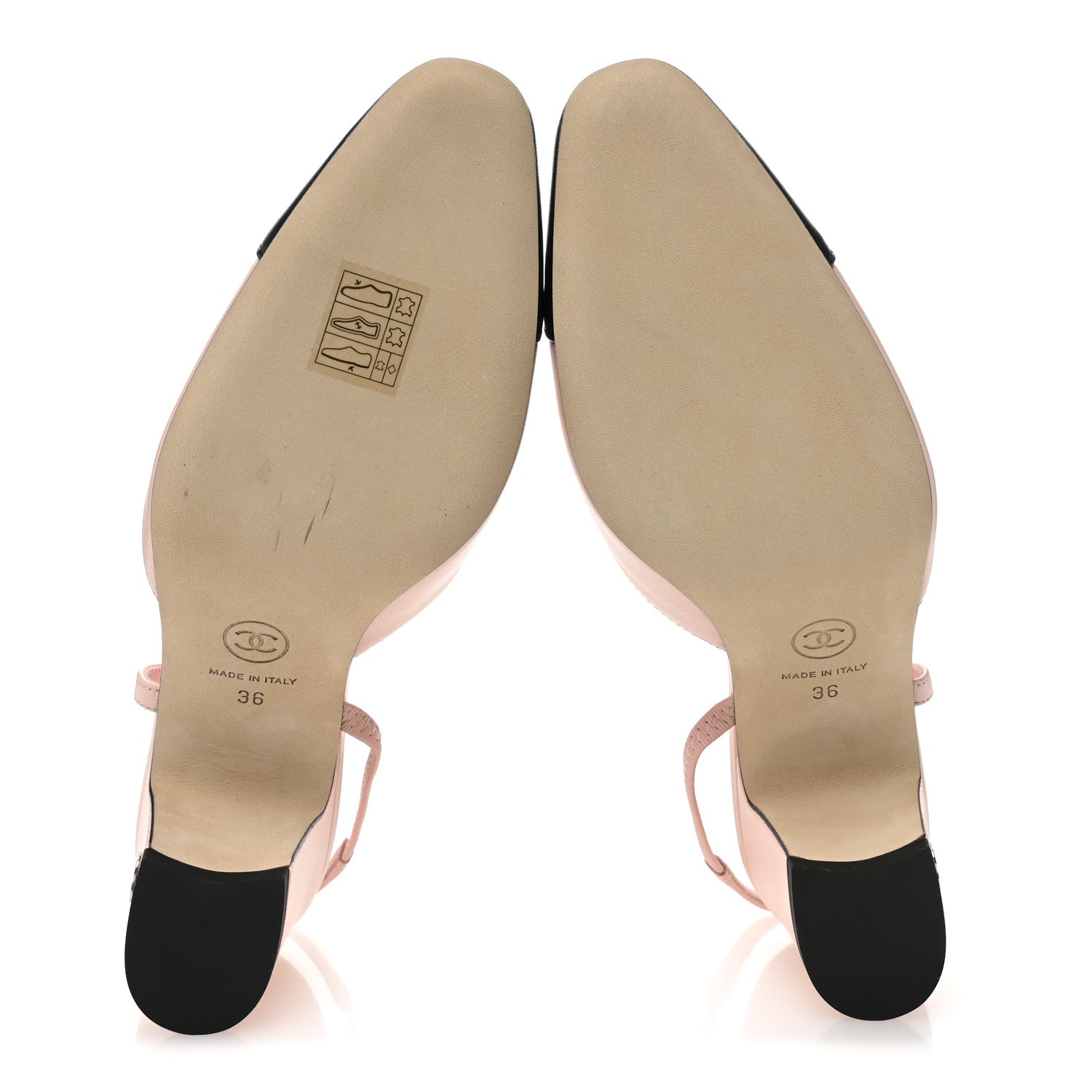 Chanel Lambskin Cap Toe CC Slingback Pumps 36 Light Pink Black 6 of 10
