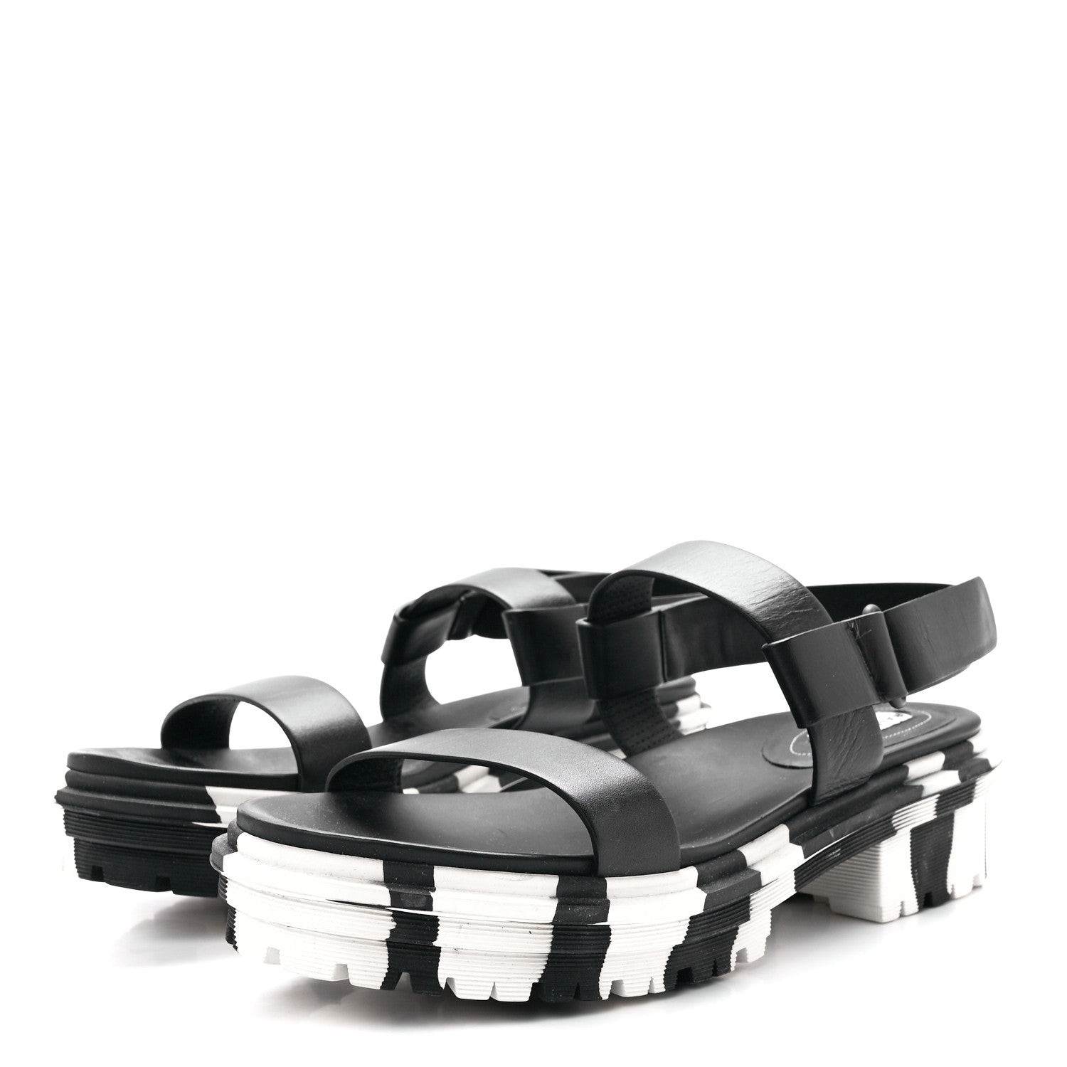 Balenciaga Calfskin Rubber Striped Platform Sandals 40 Black 3 of 9