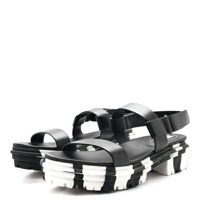 Balenciaga Calfskin Rubber Striped Platform Sandals 40 Black 3 of 9
