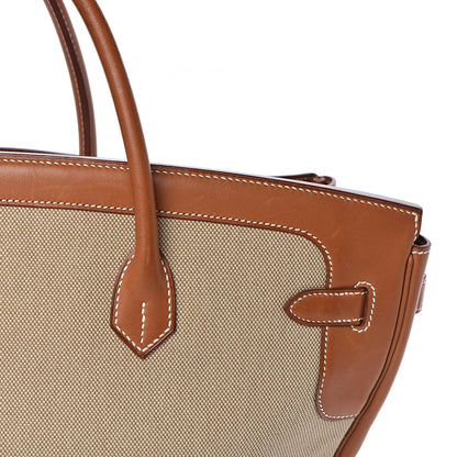 Hermes Toile Natural Barenia Flag Birkin 40 Fauve 26 of 33