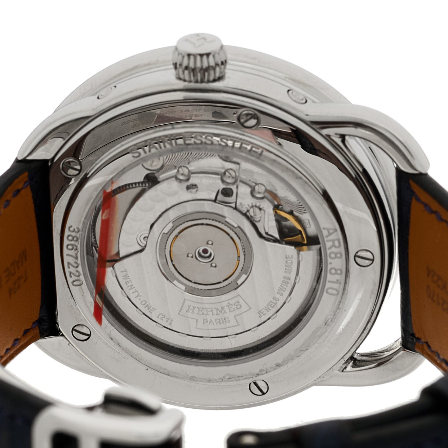 Stainless Steel Alligator 43mm Arceau Grande Lune Automatic Watch Bleu Abysse