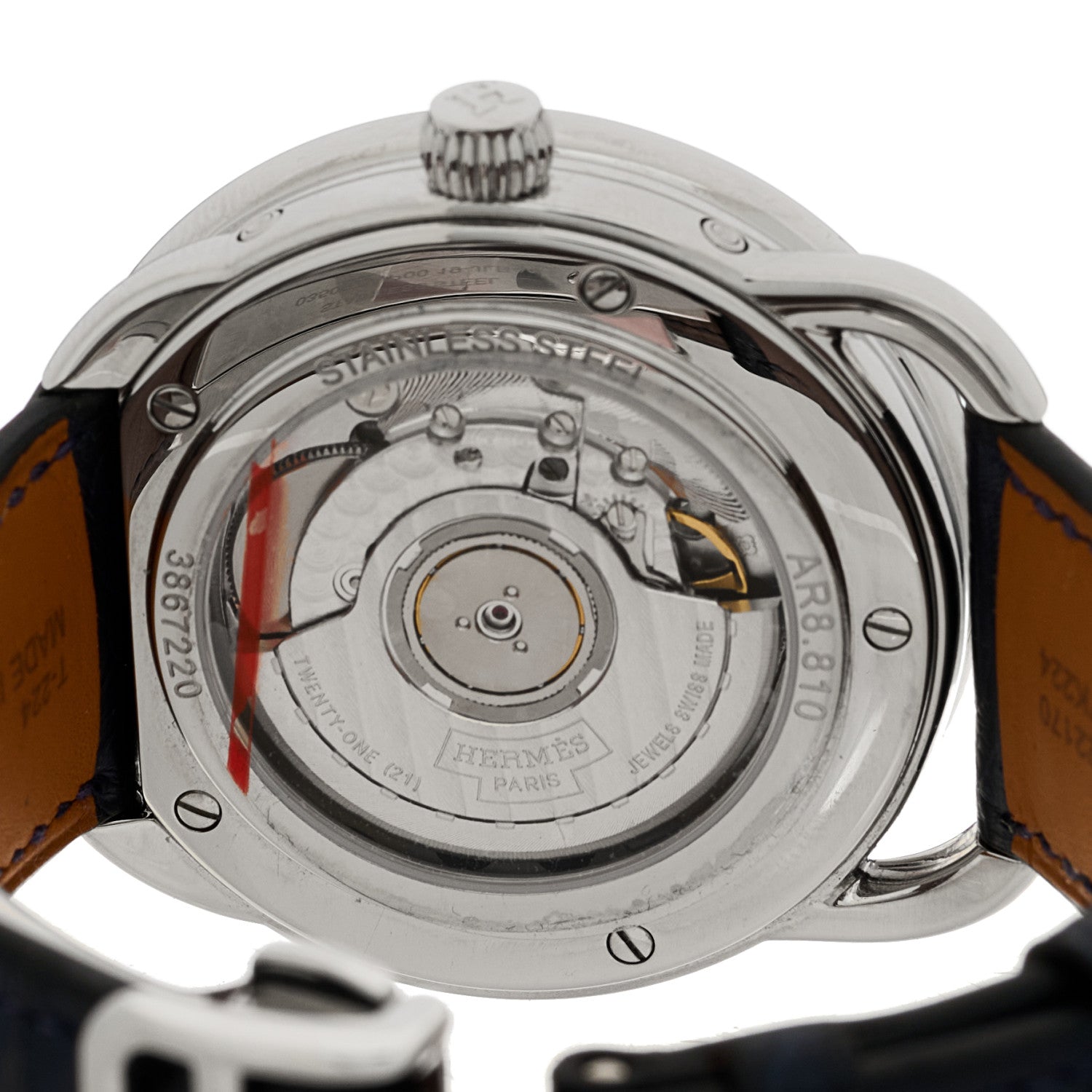 Hermes Stainless Steel Alligator 43mm Arceau Grande Lune Automatic Watch Bleu Abysse 4 of 5