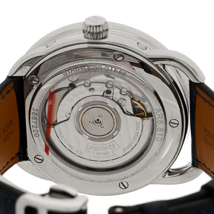 Hermes Stainless Steel Alligator 43mm Arceau Grande Lune Automatic Watch Bleu Abysse 4 of 5