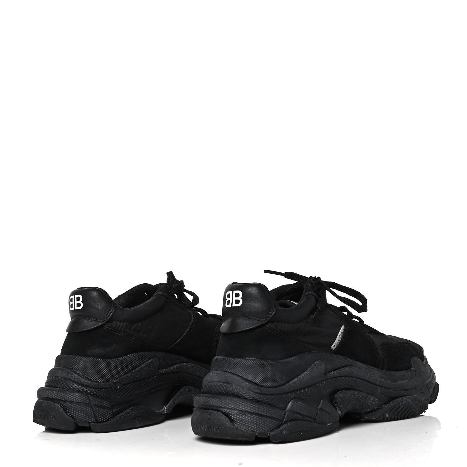 Balenciaga Nylon Suede Womens Triple S 2.0 Sneakers 40 Black 4 of 6