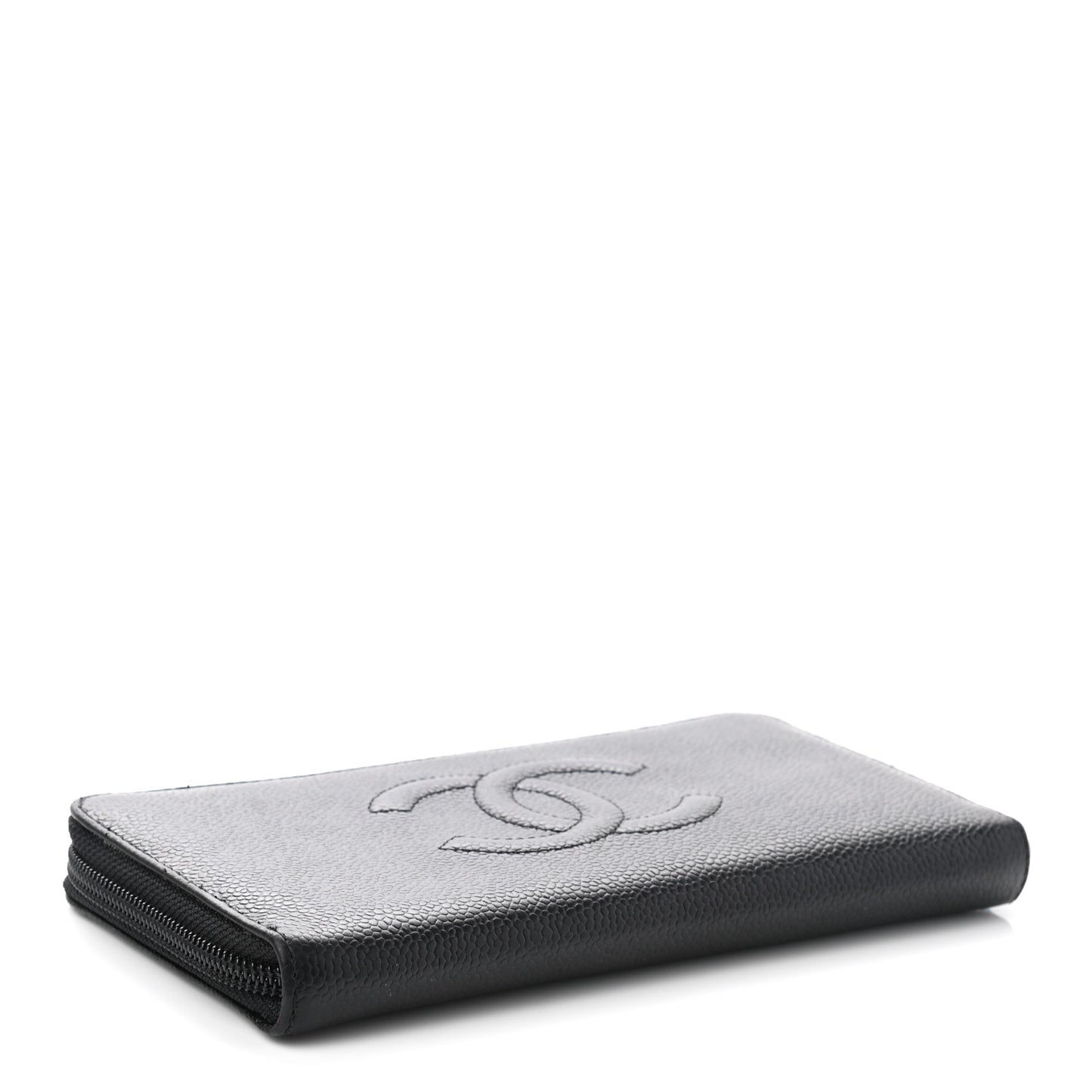 Caviar Large Timeless CC Zip Around Wallet Black