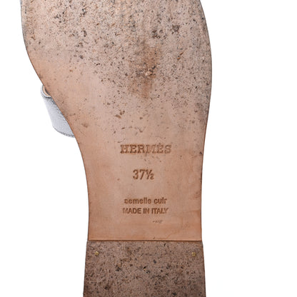 Hermes Metallic Epsom Oran Sandals 37.5 Gris Argente 6 of 14